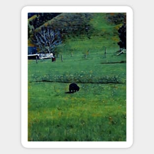 Black sheep grazing NZ Sticker